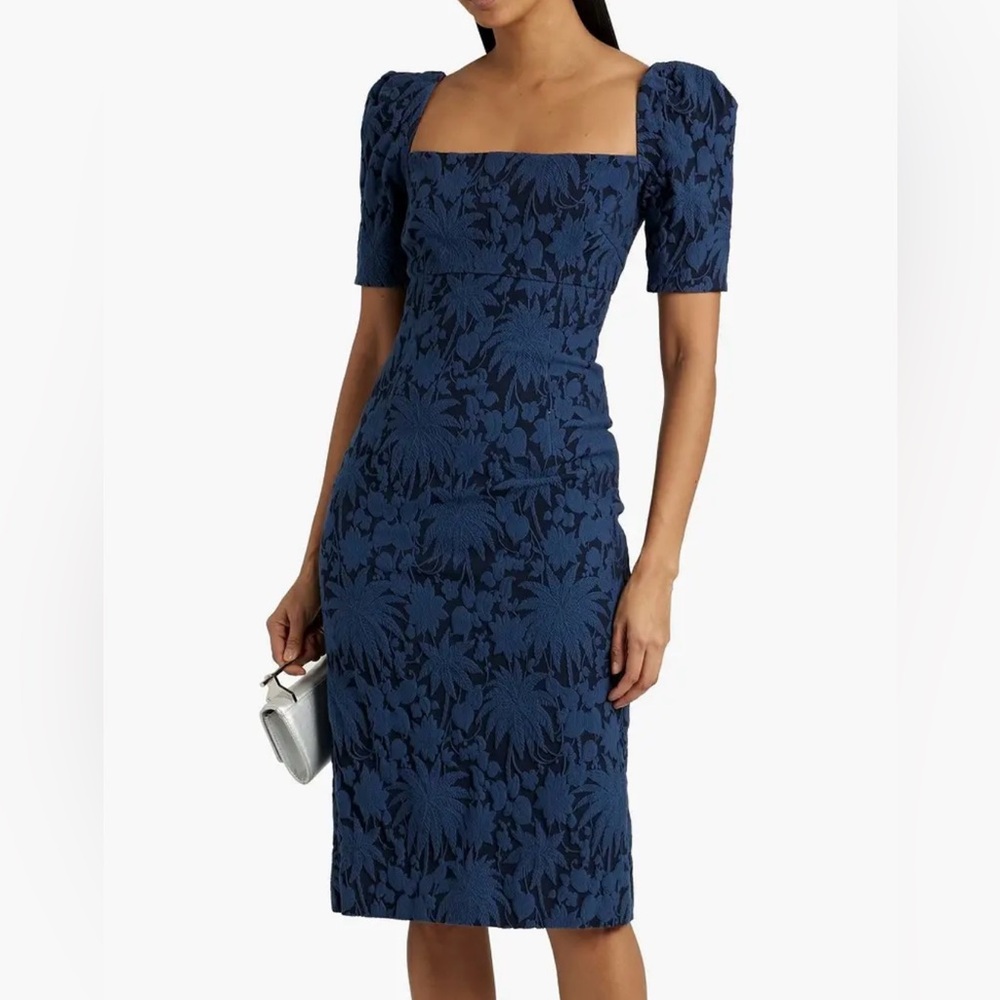 $2990 OSCAR DE LA RENTA  Embroidered Cotton-Blend Dress